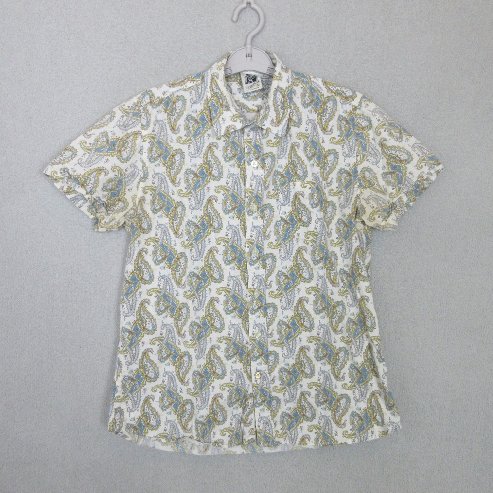 Kennington California Button Up Shirt Mens L Paisley Short Sleeve 100% Cotton